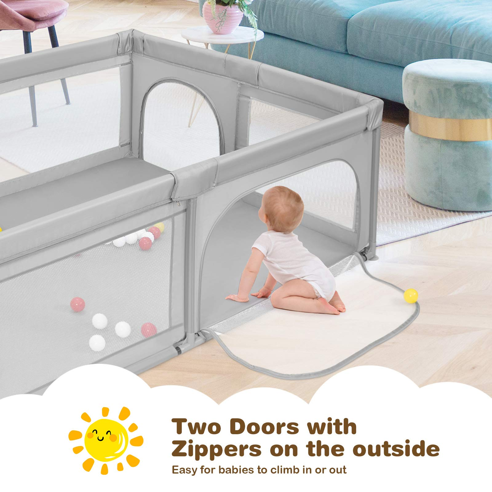 Costzon Baby Playpen, Extra Large Playpen for Toddlers Baby, Portable Baby Fence