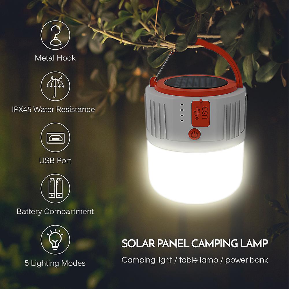 Multifunctional Usb Rechargeable Camping Lantern Portable Solar Panel Hand Lamp Waterproof Led Camping Light Tent Lamp Powerful Flashlight Torch Super