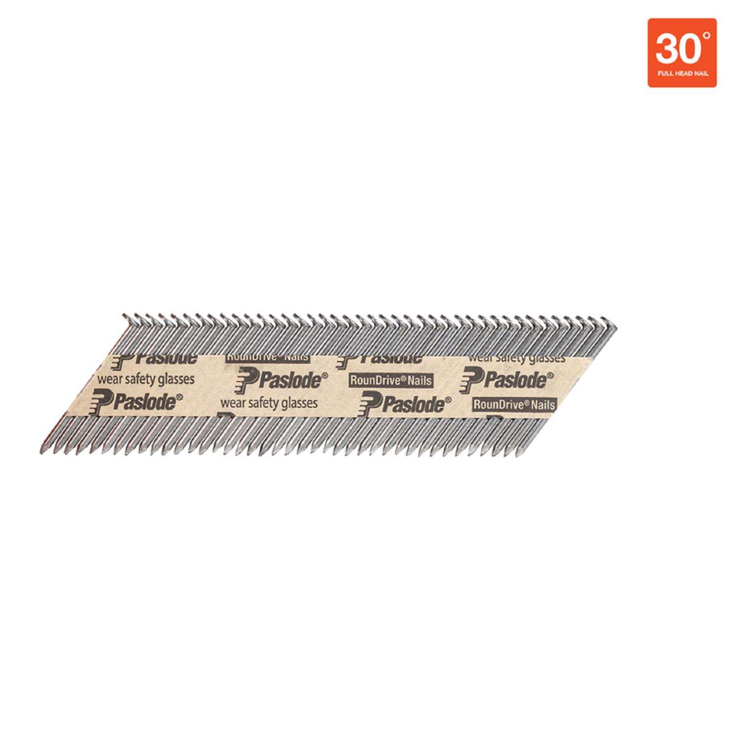 Paslode RounDrive 2 in. Angled Strip Brite Framing Nails 30 deg 5，500 pk