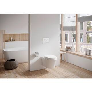 TOTO AP 2-Piece 0.9 and 1.28 GPF Dual Flush Wall-Hung Elongated Toilet and DuoFit In-Wall Tank System in White Seat Included CWT426CMFG#WH