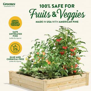 Greenes Fence 4 ft. x 4 ft. x 10.5 in. Original Pine Raised Garden Bed RCP4T12B