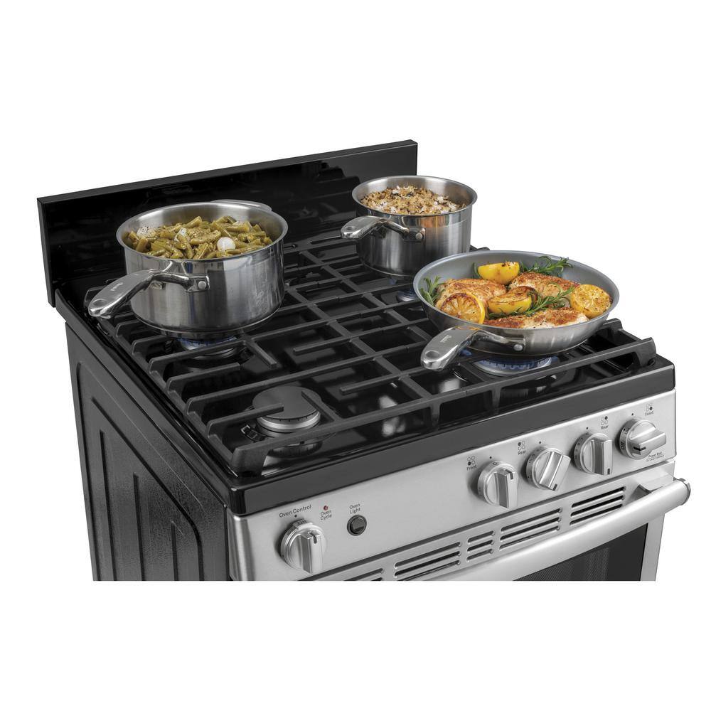 GE 24 in. 2.9 cu ft. Freestanding Gas Range in Stainless Steel JGAS640RMSS