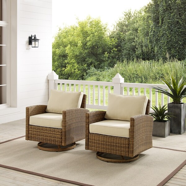 Crosley Bradenton 2Pc Outdoor Wicker Swivel Rocker Chair Set