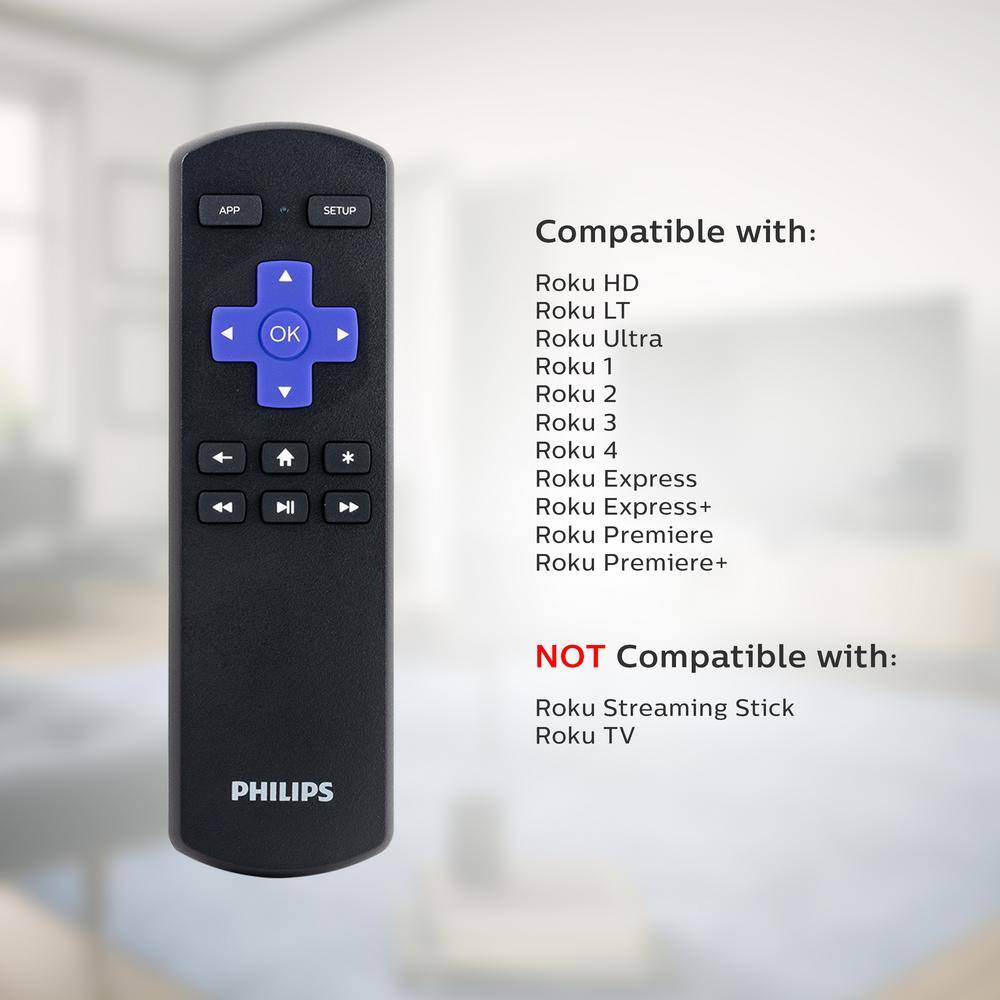 Philips Roku Replacement TV Remote Control in Black SRP6120R27