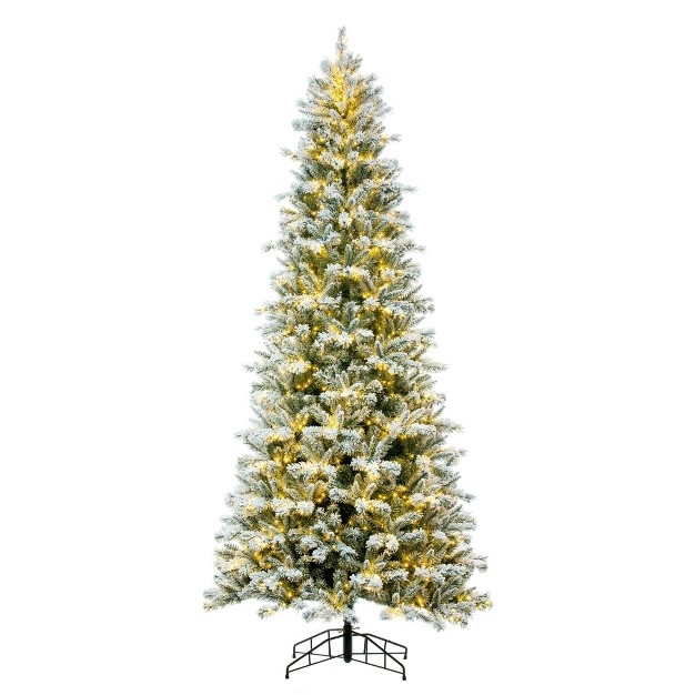 Frosted Glacier Pine Artificial Pre-lit Christmas Tree With Folding Metal Tree Stand