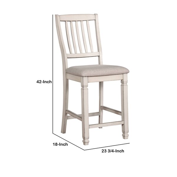 Wooden Counter Height Dining Chairs， Set of 2， Beige and White