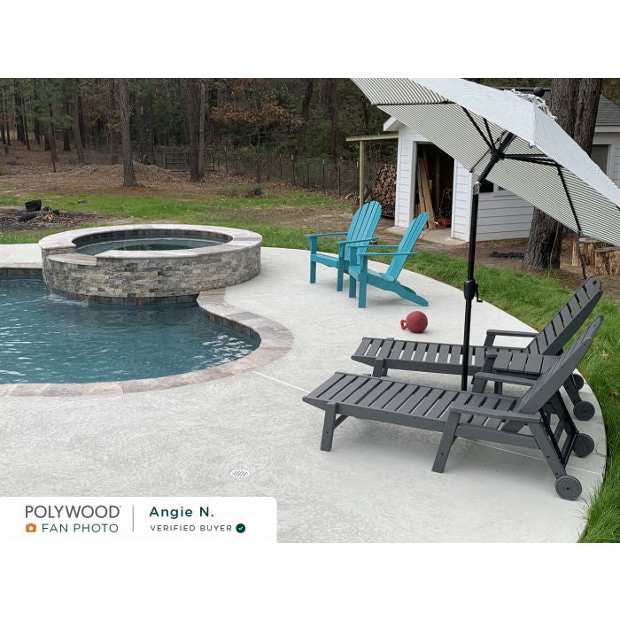 Polywood Nautical Pool Chaise with Arms & Wheels