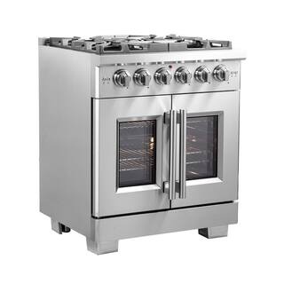 Forno Capriasca 30 in. Freestanding French Door Double Oven Dual Fuel Range 5 Burner Stainless Steel FFSGS6460-30