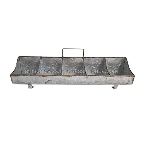 Manufacturer Three Compartment Planter Tray Galvanized Nursery Tray Gardening Seedling Tray metal Planter