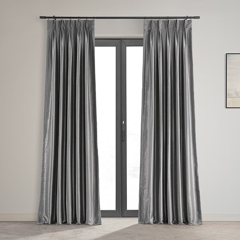 EFF 2-pack Blackout Vintage Textured Faux Dupioni Silk Pleated Window Curtains