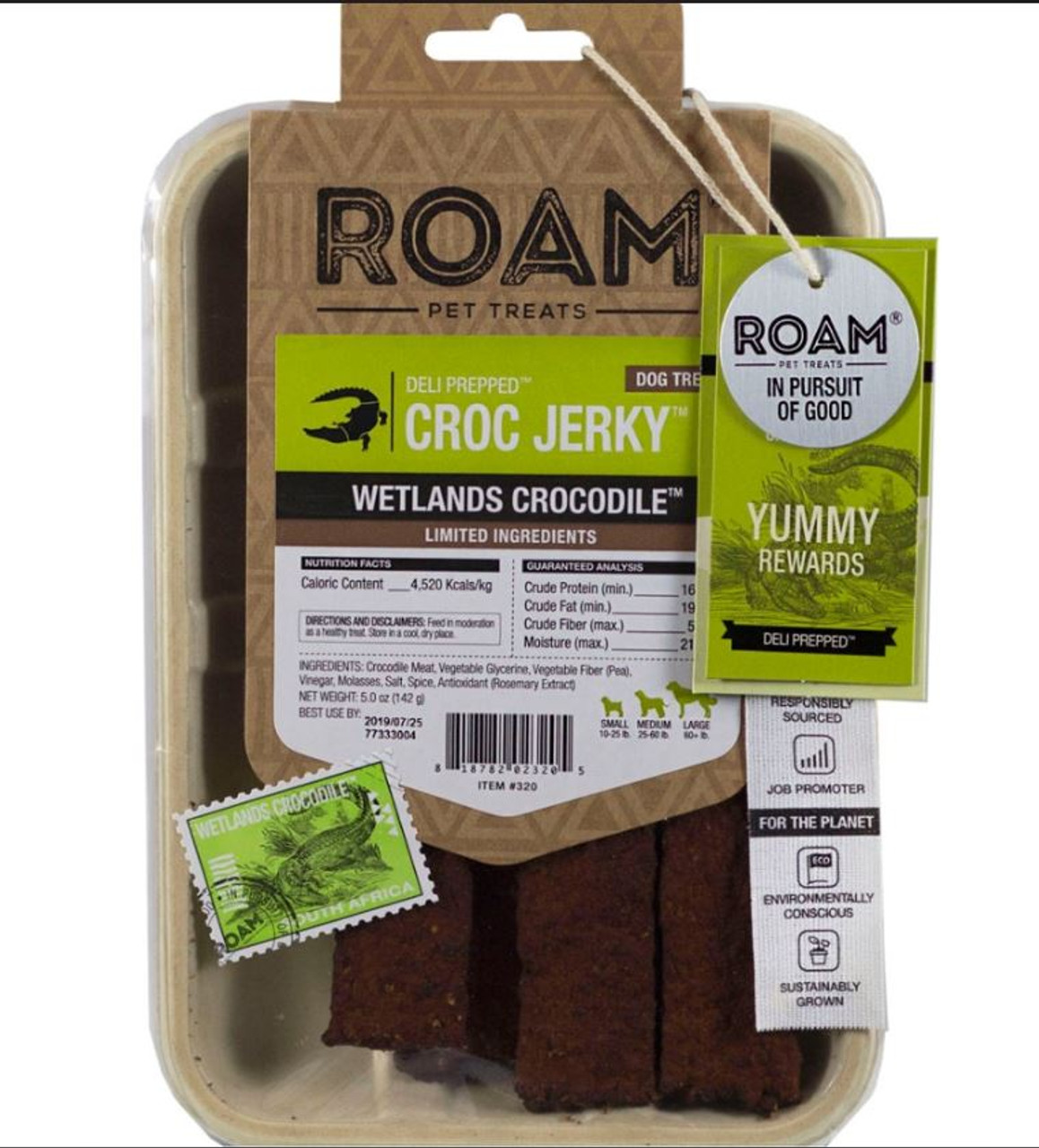 Roam Croc Jerky Dog Treats， 5 Oz.