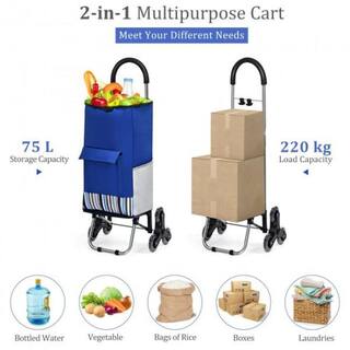 FORCLOVER Blue Reusable Folding Shopping Cart Grocery Bag LK-W667H410BL