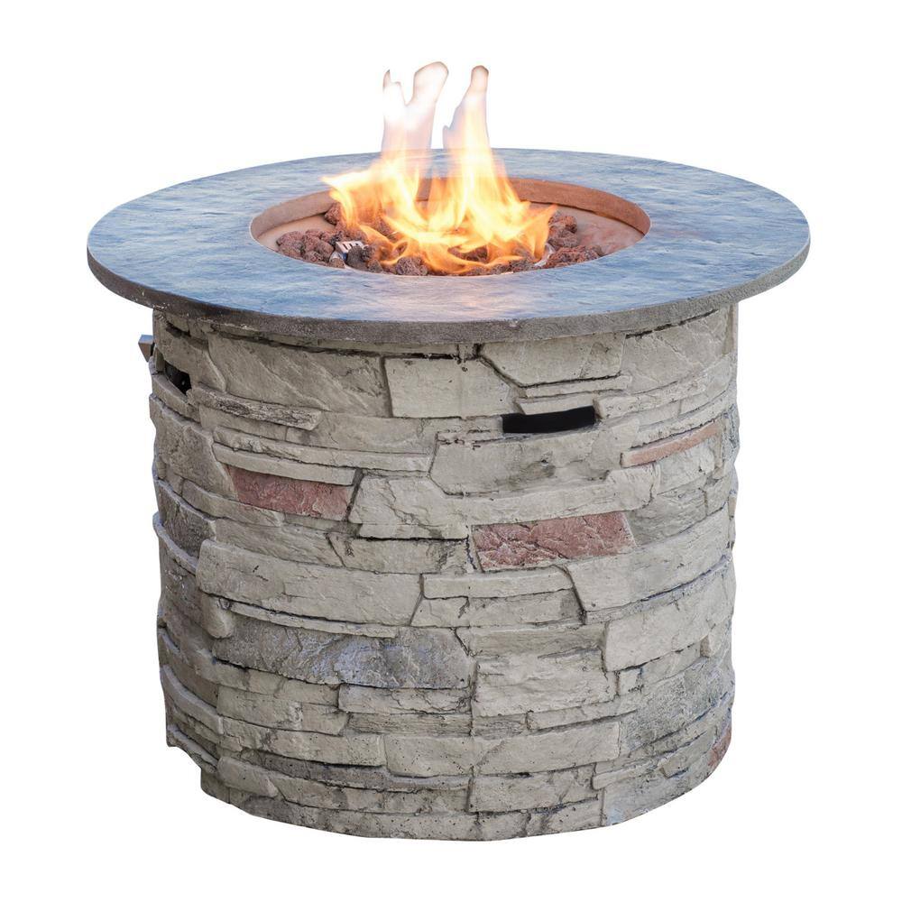 Noble House Ophelia 32 in. x 24 in. Circular MGO Propane Fire Pit 7549