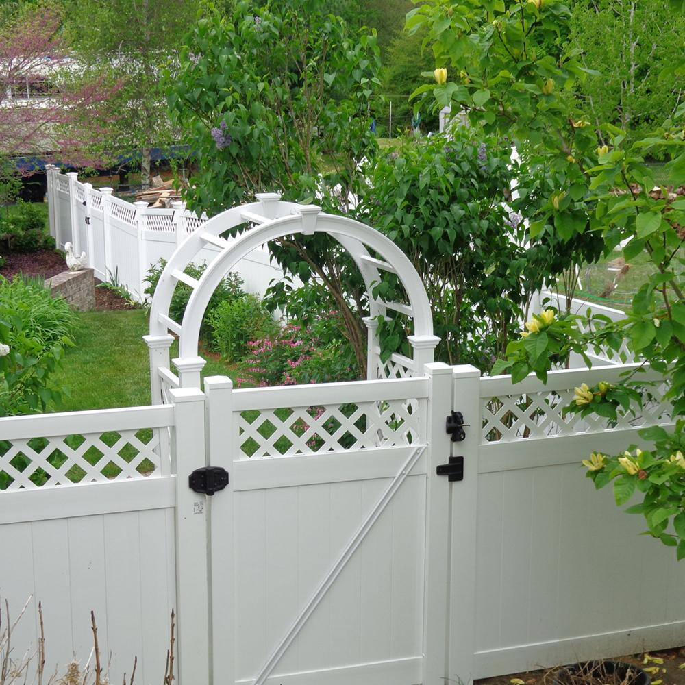 Weatherables Glenshire 3 .5 ft. W x 6 ft. H White Vinyl Privacy Lattice Top Fence Gate Kit SWPR-LAT11.3-6X42.5