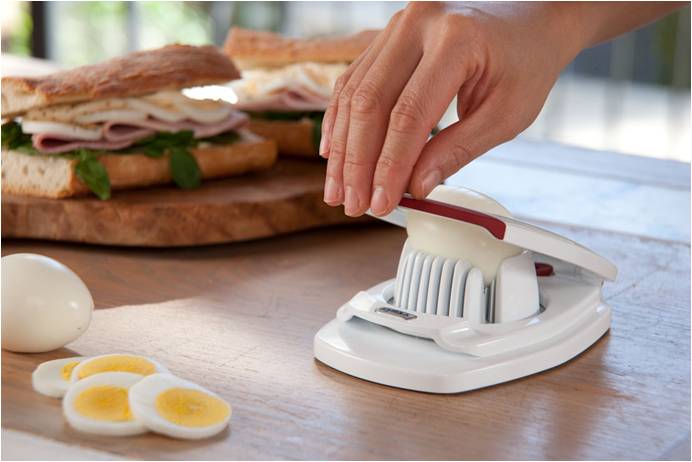 Zyliss Egg Cutter - Non Slip, Egg Slicer and Wedger with Built in Shell Piercer