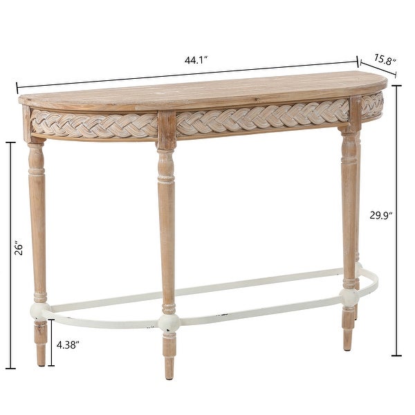 Natural Wood Half Moon Console and Entry Table - 29.9