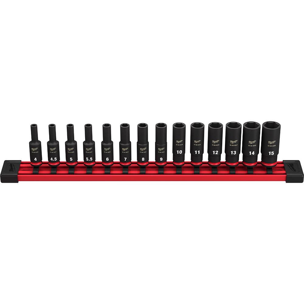 Milwaukee 14PC SHOCKWAVE Impact Duty Socket Metric Deep 6 Point Set 49-66-7003 from Milwaukee