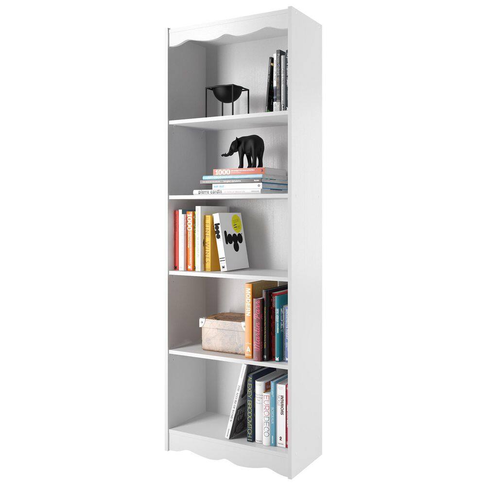 CorLiving Hawthorn 72 in. Frost White Wood 5-shelf Standard Bookcase with Adjustable Shelves LHN-712-S