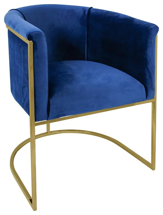 Marta Arm Chair With Blue Velvet Cover and Polished Gold Stainless Steel Frame   Contemporary   Armchairs And Accent Chairs   by V.S.D Furniture  Houzz