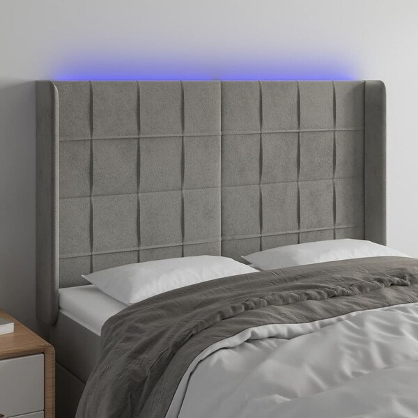 vidaXL LED Headboard Light/Dark Gray Velvet - - 37455492