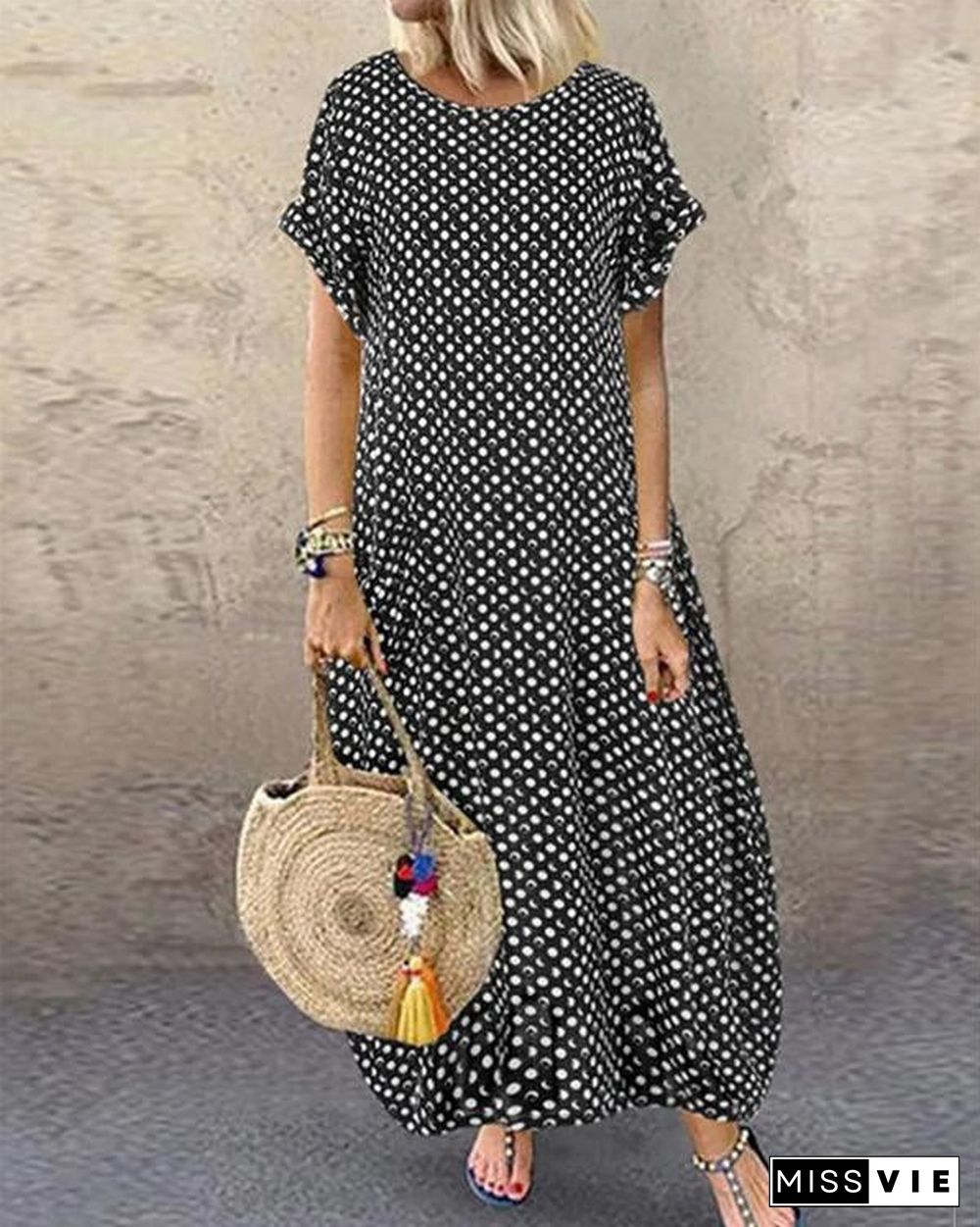 Boho Polka Dots Maxi Dress