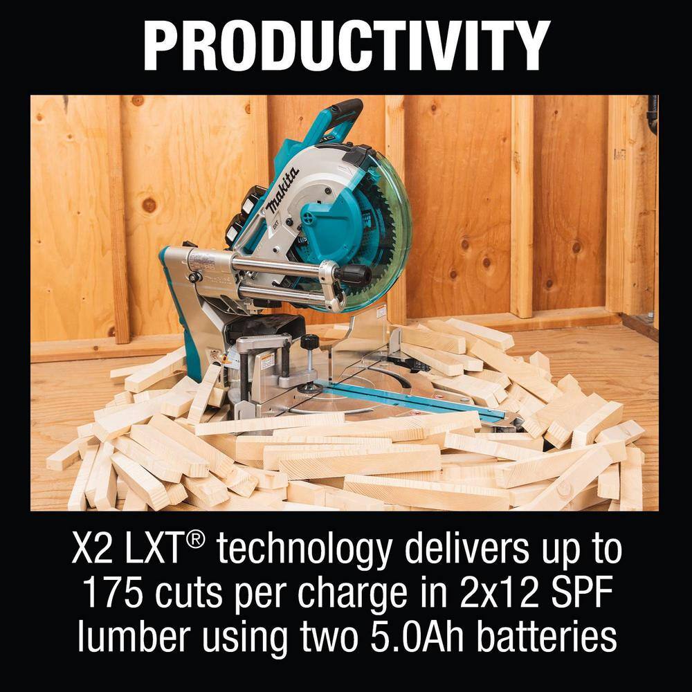 Makita 18V X2 LXT Lithium-Ion (36V) 12 in. Brushless Cordless Dual-Bevel Sliding Compound Miter Saw Laser Kit (5.0 Ah) XSL07PT