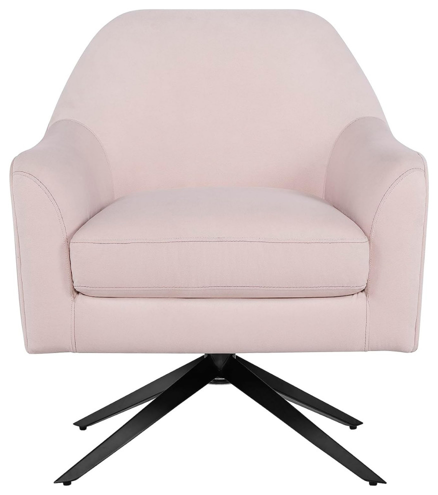 Modern Accent Chair  Black Swivel Metal Base With Cushioned Velvet Seat  Pink   Modern   Armchairs And Accent Chairs   by Decor Love  Houzz