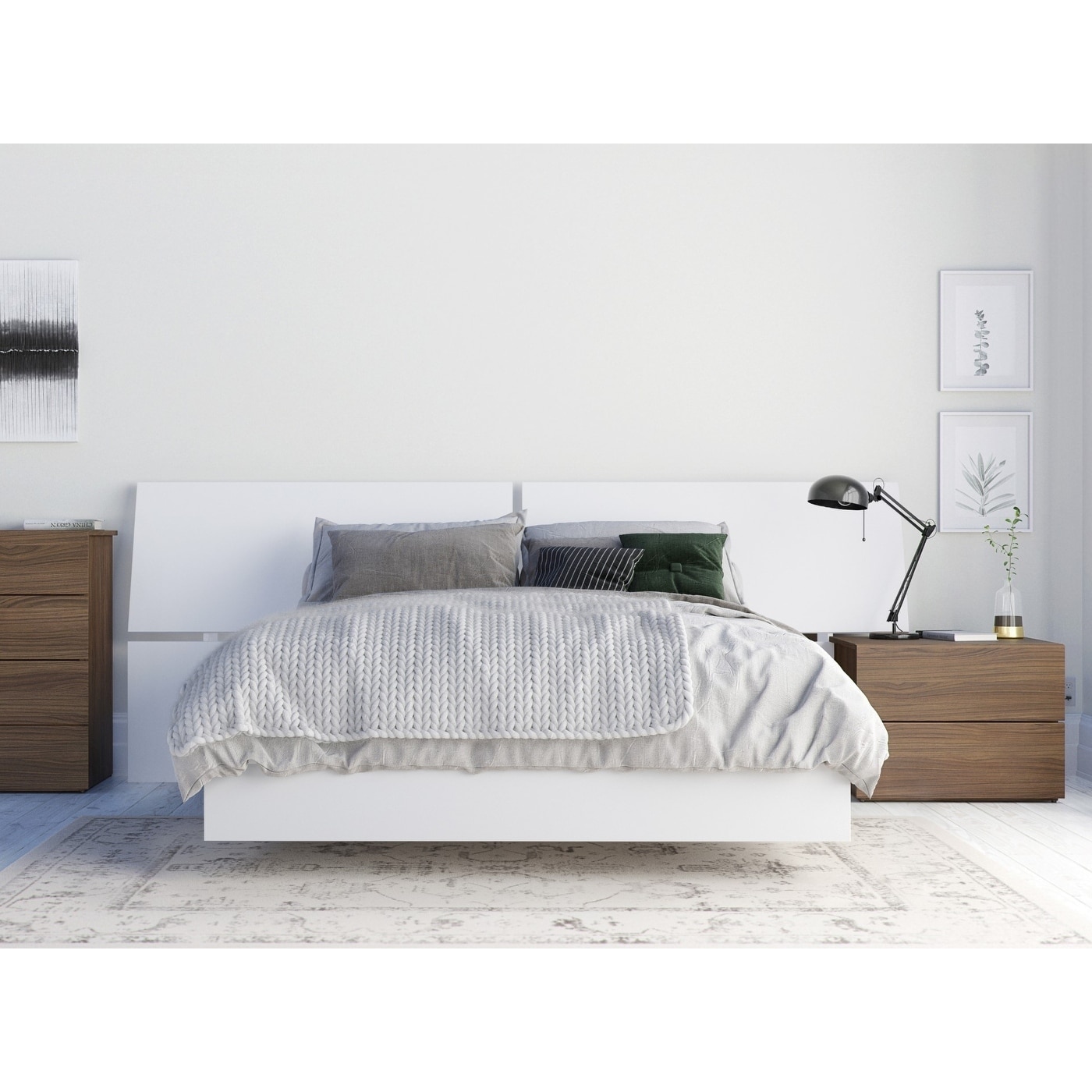 Nexera Nesta 3-Piece Bedroom Set， Walnut and White - - 30269574