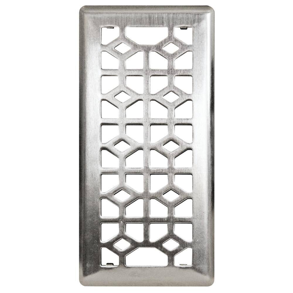 Hampton Bay Abstract 4 in. x 10 in. Steel Floor Register in Brushed Nickel 18204