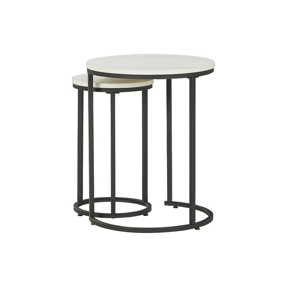 Briarsboro White/Black Nesting Accent Table Set  Set of 2   18.13x18.13x22.88 in  11.75x11.75x20 in