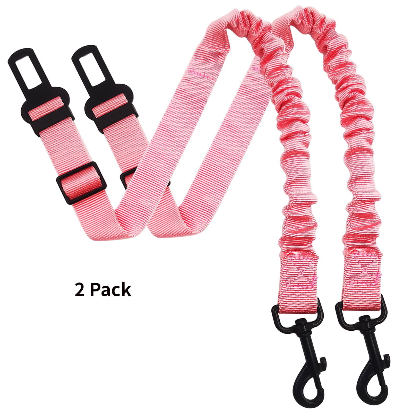 Retractable Dog Seat Belt， 2 Packs Adjustable Pet Safety Seatbelt Heavy Duty for Dogs， Reflective Nylon Car Seat Belts Elastic and Durable for Dogs Travel