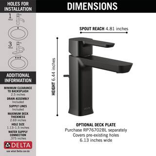 Delta Modern Project-Pack Single Hole Single-Handle Bathroom Faucet in Matte Black 581LF-BLGPM-PP