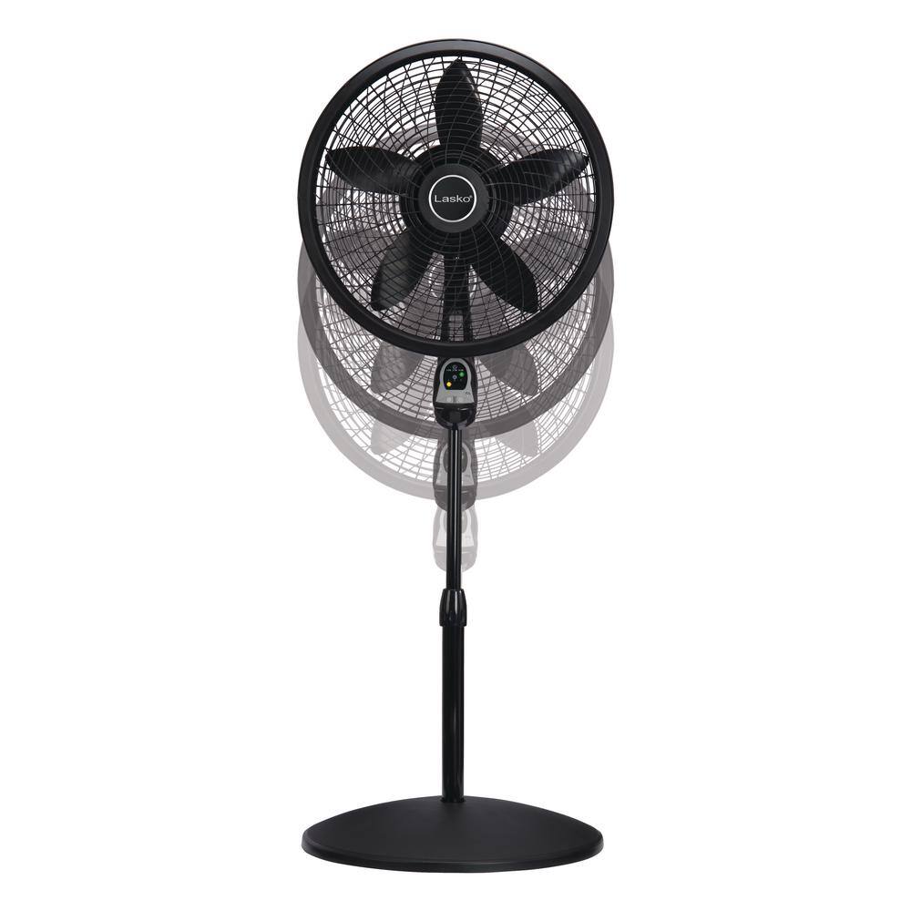 Lasko Cyclone Adjustable-Height 18 in. 3 Speed Black Oscillating Pedestal Fan with Programmable Timer and Remote Control 1843