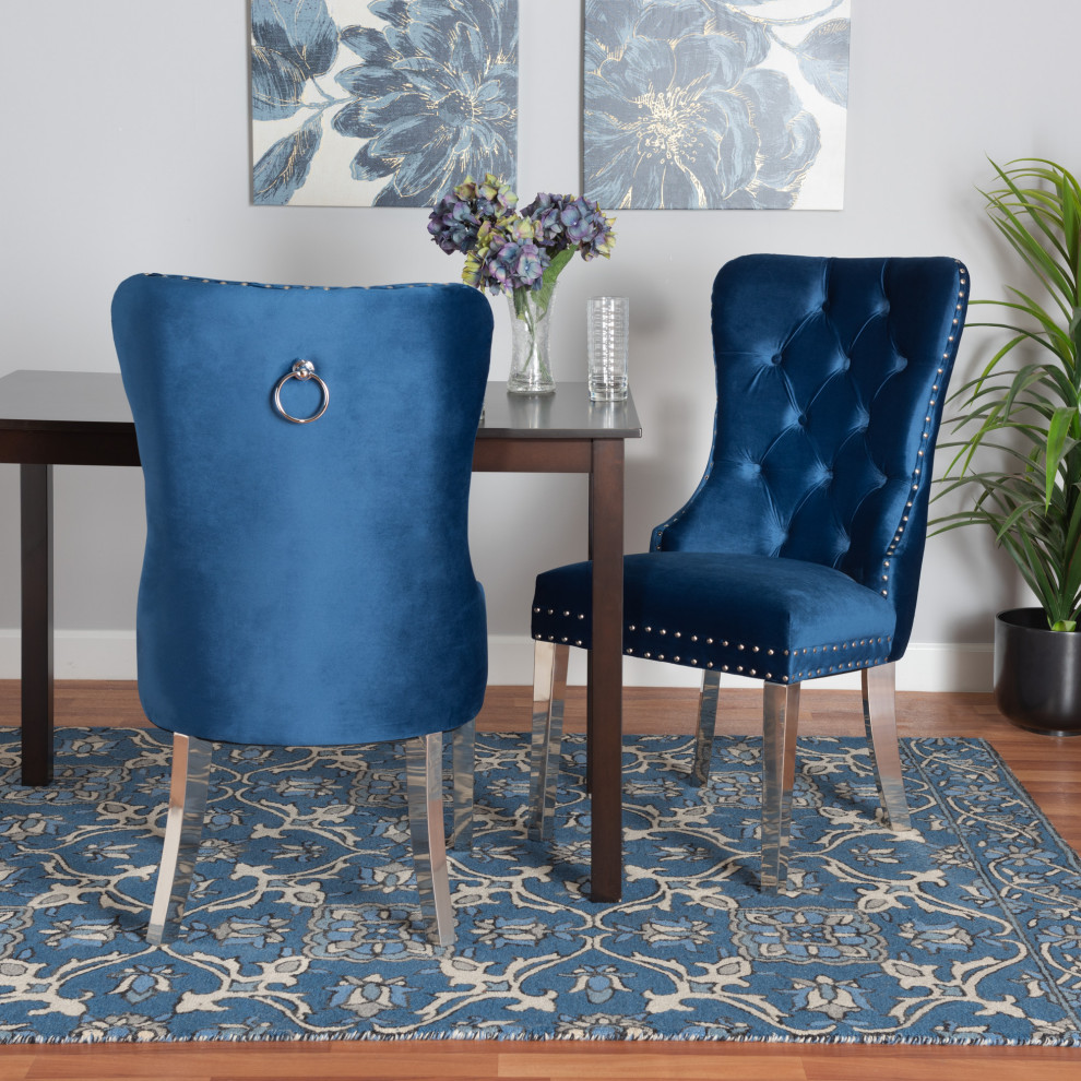 Erna Velvet 2 Piece Dining Chair Set   Contemporary   Dining Chairs   by Baxton Studio  Houzz