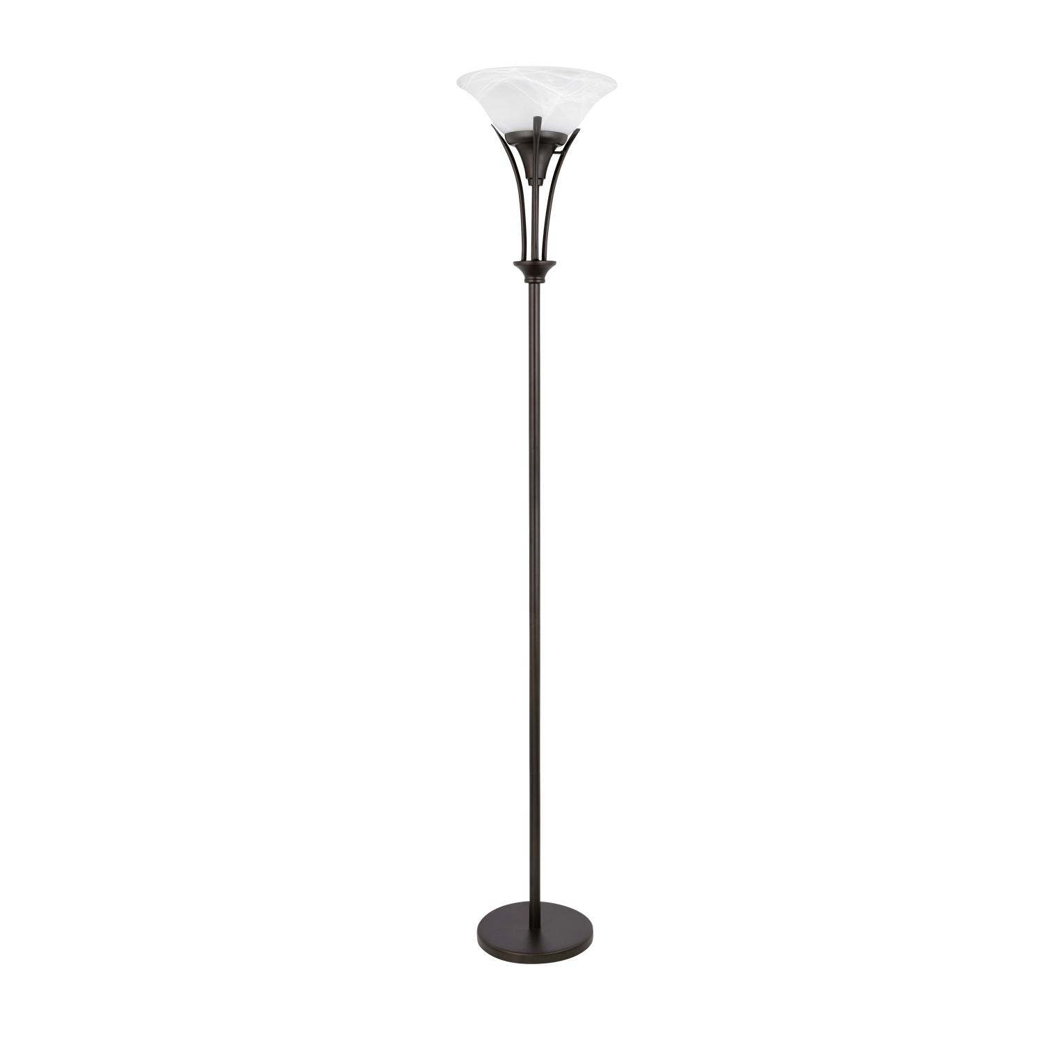 Globe Electric Gatineau 71 Dark Bronze Floor Lamp with Alabaster Glass Shade， 63361