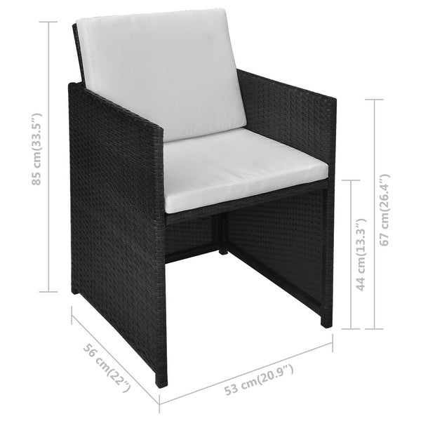 3 Piece Bistro Set with Cushions Poly Rattan Black - Overstock - 35107496