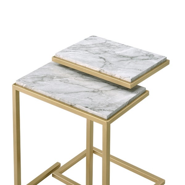 Furniture of America Quana Contemporary 16-inch Faux Marble Nesting Tables