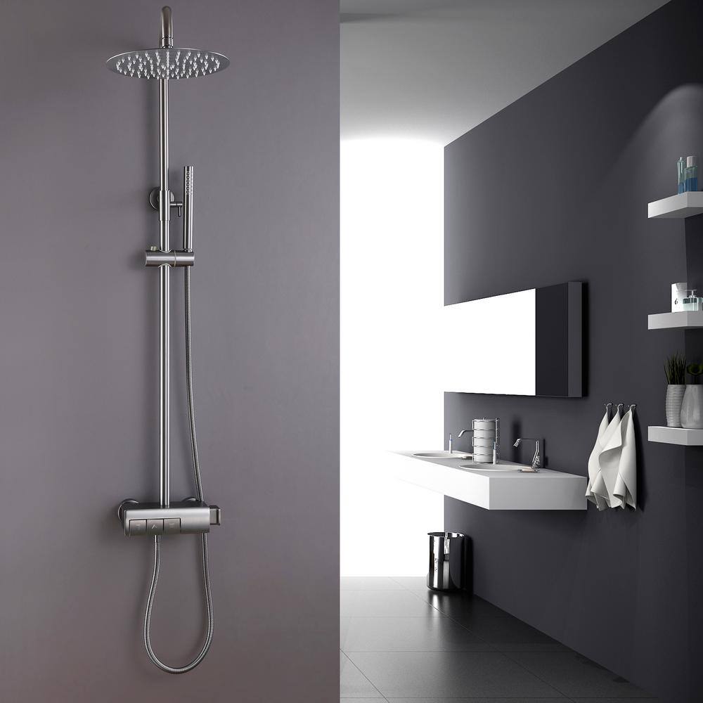 Tomfaucet 3-Spray Tub and Shower Faucet with Hand Shower in Gun Gray (Valve Included) TFB1036GR