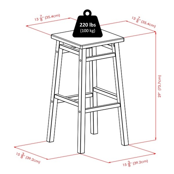 Carter Square Seat Bar Stool - 15.43 x 15.43 x 29.02 inches