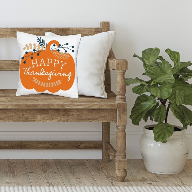 Big Dot Of Happiness Happy Thanksgiving Fall Harvest Party Home Decorative Canvas Cushion Case Throw Pillow Cover 16 X 16 Inches