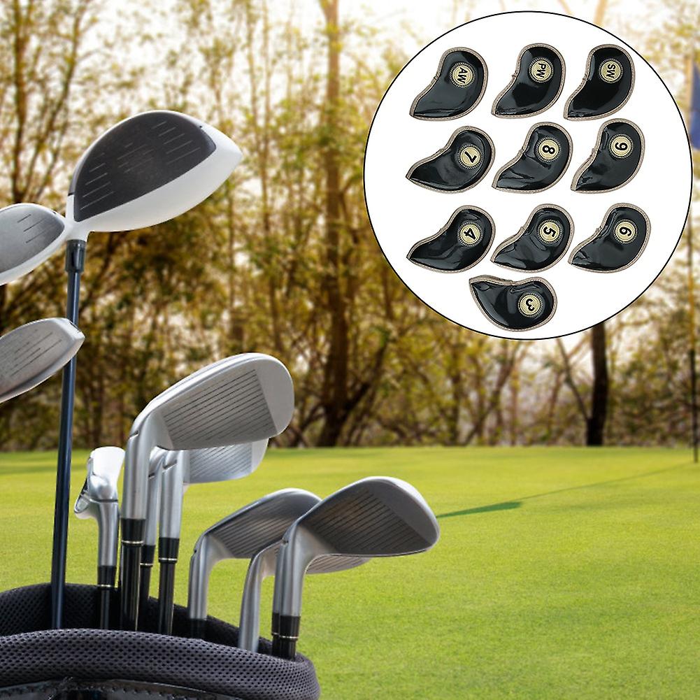 10pcs/set High Quality Pu Golf Iron Head Cover Headcover Club Protector Protective Caseblack