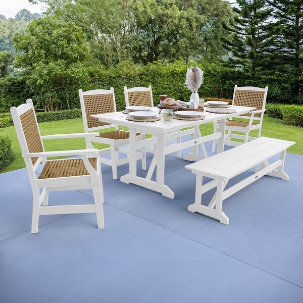 LuXeo Tuscany Woven Rattan Dining 6Piece Set