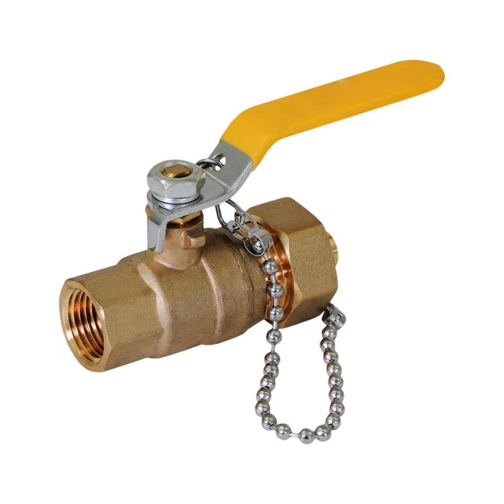 The Plumber's Choice 34 in. FIP x 34 in. Hose Premium Brass Full Port Hose Ball Valve with Chain and Cap 256VBHT