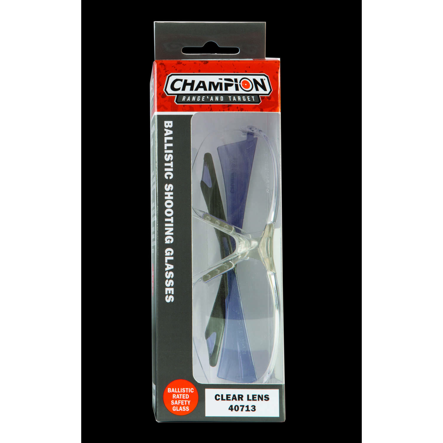 Champion Black/Clear Plastic Shooting Glasses 2.38 in.