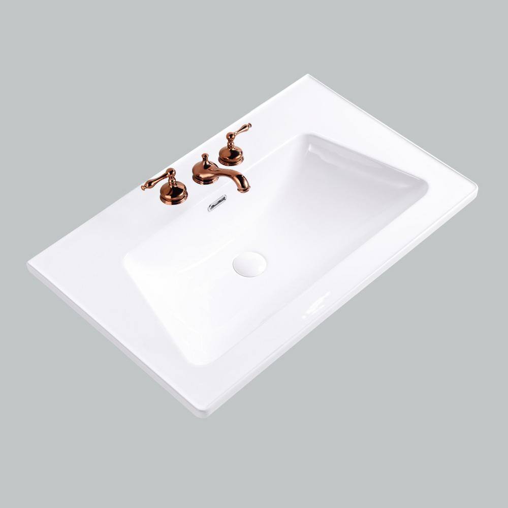 RENOVATORS SUPPLY MANUFACTURING Lydia 31-12 in. Square Drop-In Bathroom Sink in White with Overflow 41336