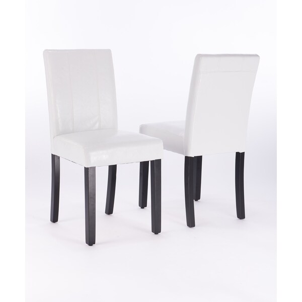 Leatherette Dining Chairs Solid Wood Set of 2