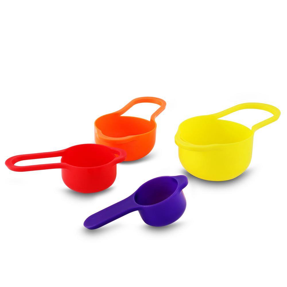 MegaChef 8-Piece Plastic Assorted Colors Mixing Bowl Set with Measuring Cups 985111721M