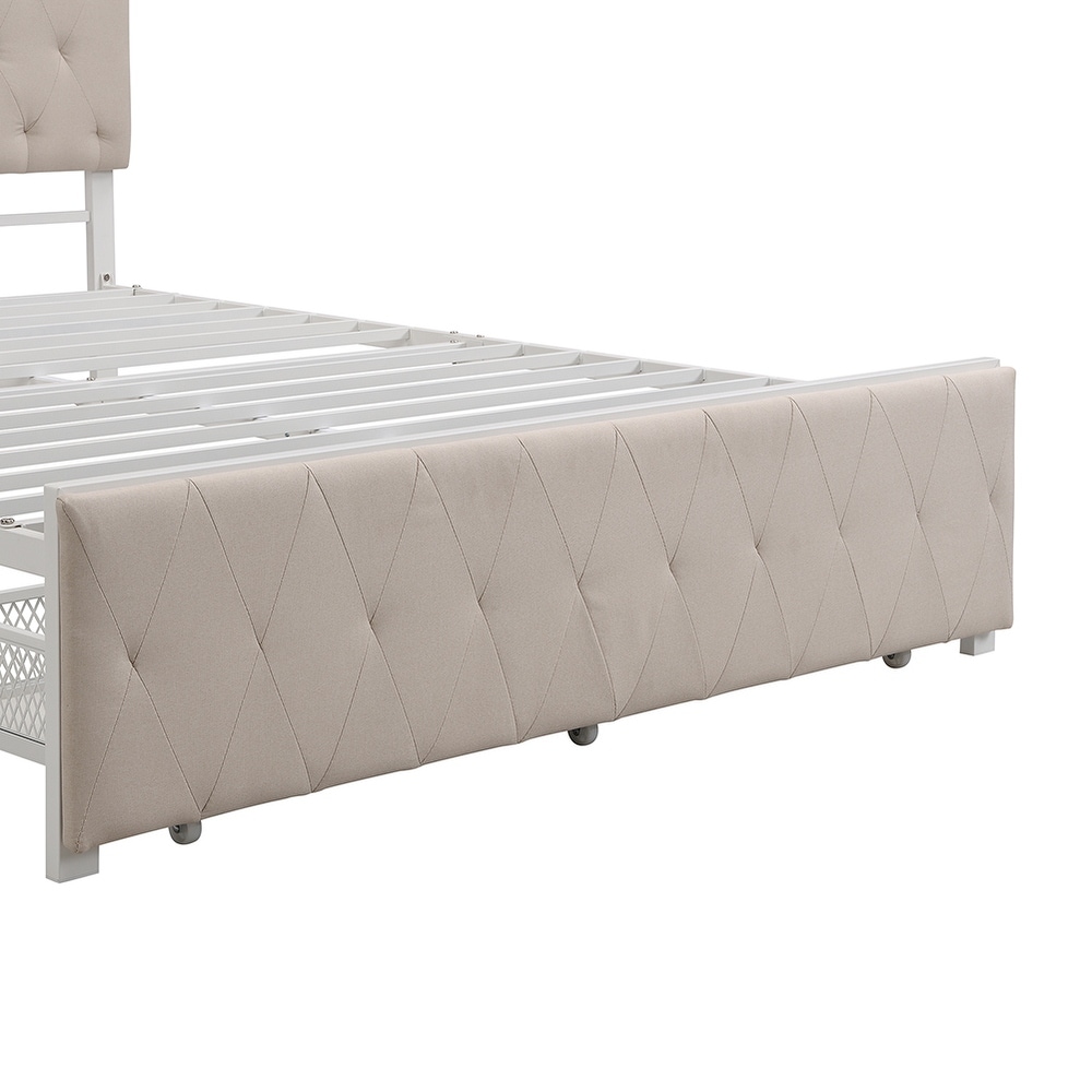 Elegant Design Metal Storage Platform Bed with a Big Drawer