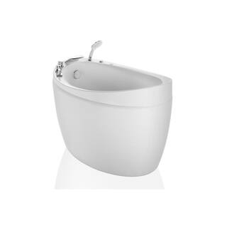 Empava 59 in. Left Drain Acrylic Oval Freestanding Flatbottom Air Bath Bathtub in White EMPV-59JT011