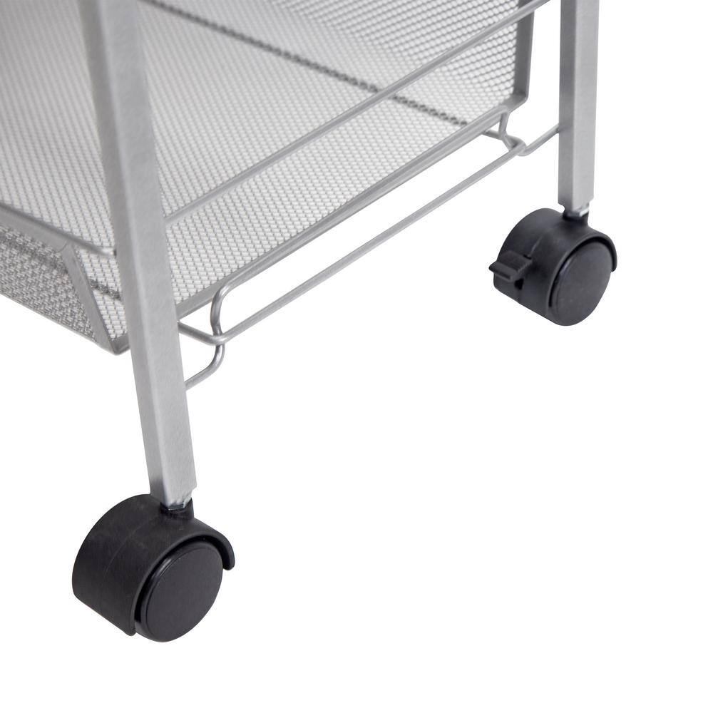 Greenway 4-Tier Steel 4-Wheeled Mobile Storage Cart with Side Hooks in Silver GSR4800GRC